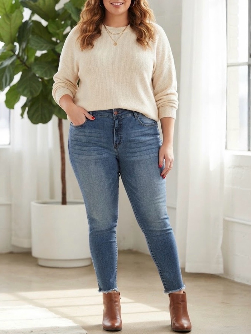 Angels Forever Young Curvy Skinny Medium Wash Jeans 20W Casual Everyday Classic